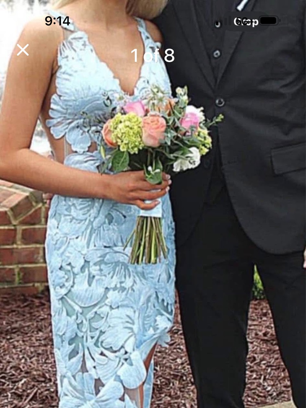 Jovani Light Blue Floral Asymmetrical Dress in Size 0